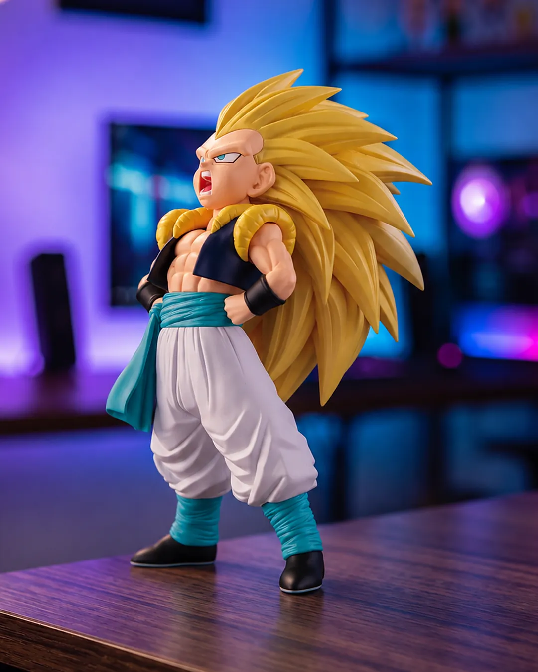 Gotenks Super Saiyan 3 de pie y gritando, figura Solid Edge Works de Banpresto